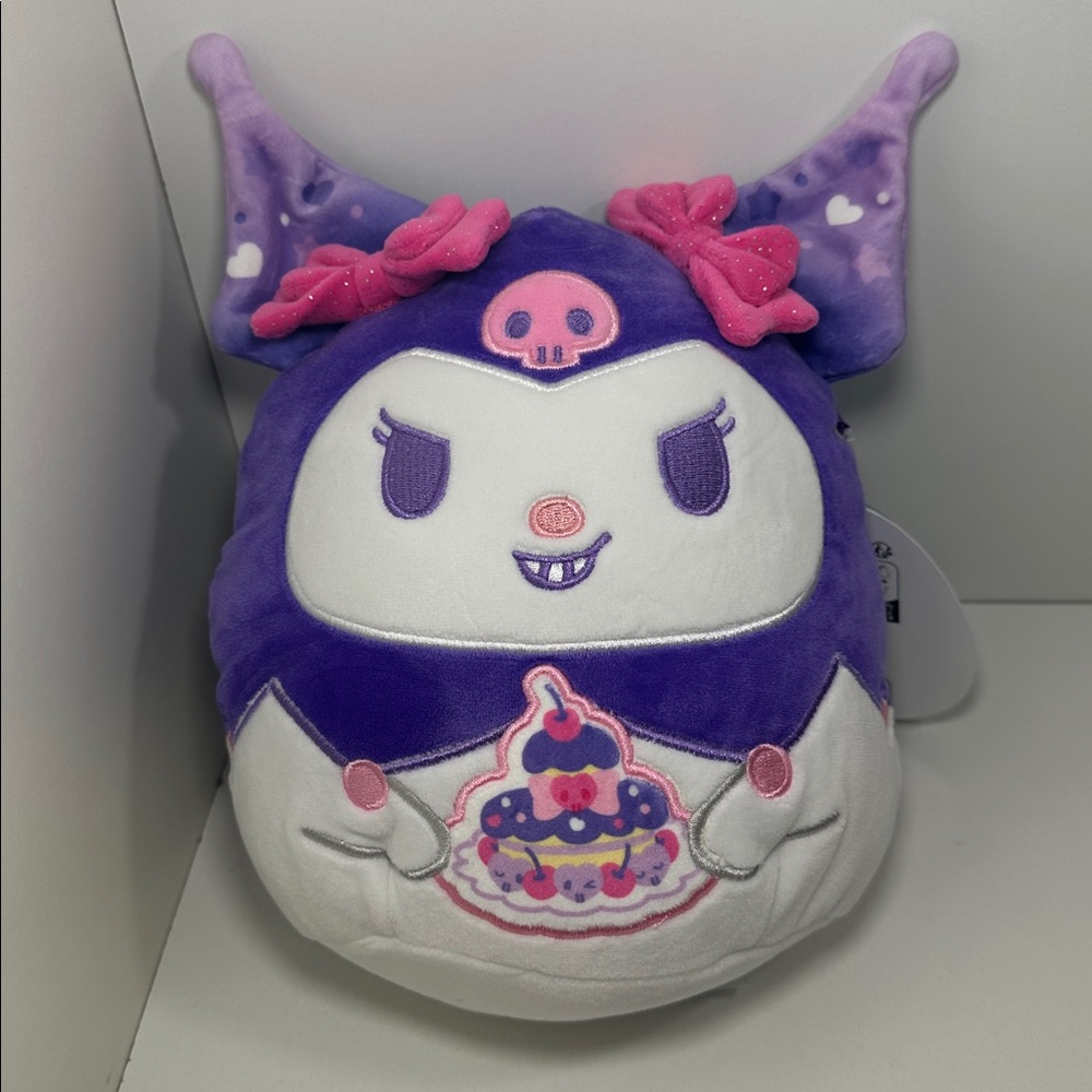 Squishmallows Sanrio Kuromi 20th Anniversary Kuromi with Cake 8 inch Plush NEW